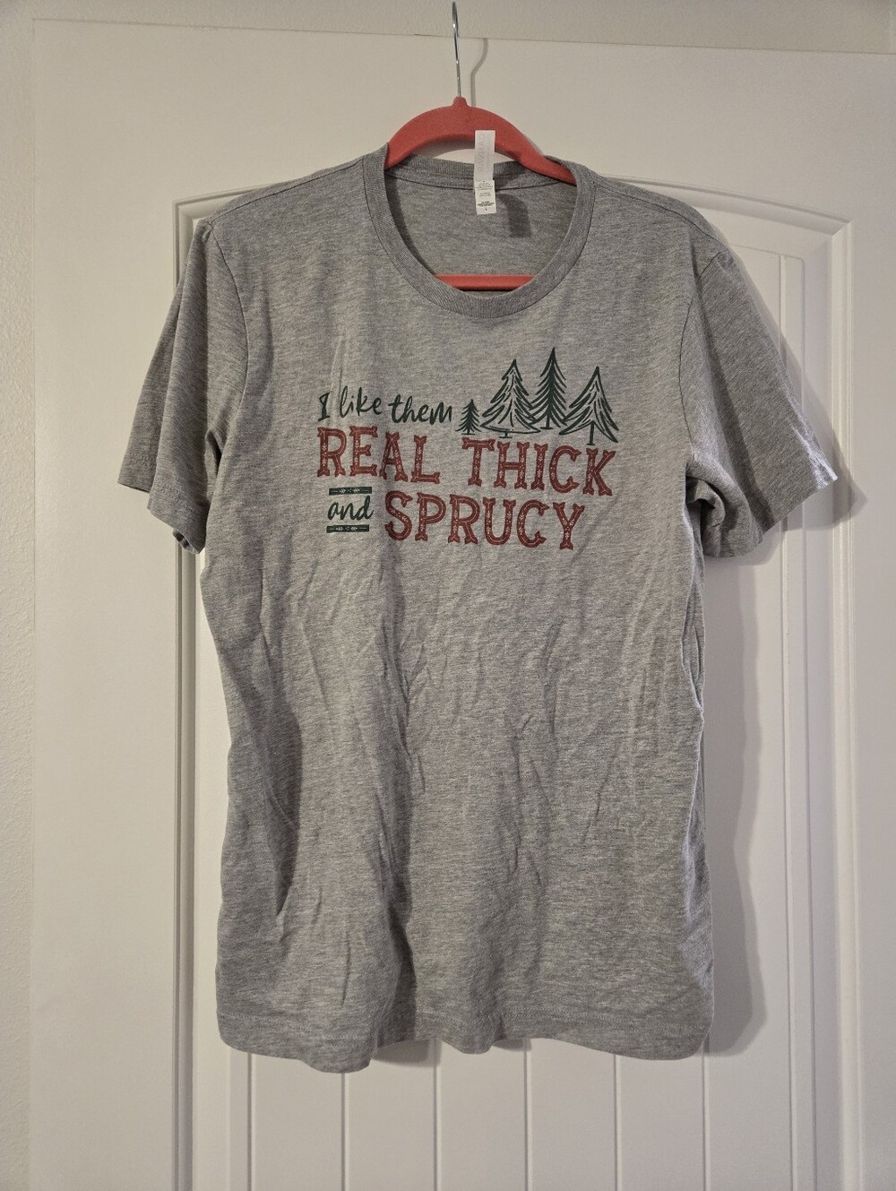 Bella Canvas Gray Graphic Tee with Red & Green Print